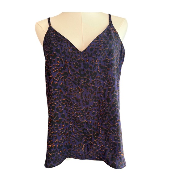 Allison Joy Cami Top Animal Print V-Neck‎ Sleeveless Purple Orange L - Picture 2 of 6